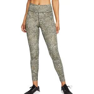 Nike Women's One Leopard Size Medium Print Mid-Rise 7/8th Green Leggings